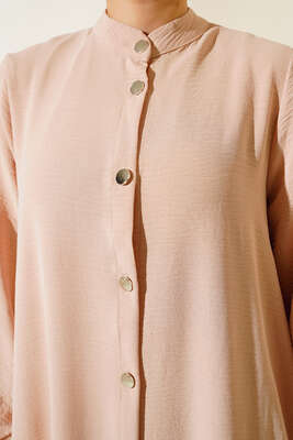 Hakim Yaka Metal Düğmeli Takım Bej - Thumbnail