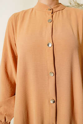 Hakim Yaka Metal Düğmeli Takım Latte - Thumbnail