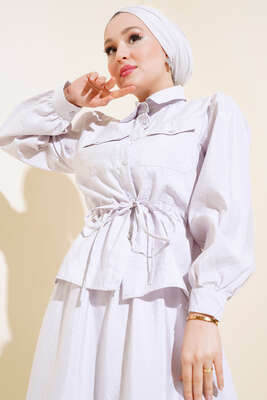 Çift Cepli İkili Etek Takım Gri - Thumbnail