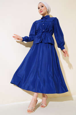 Çift Cepli İkili Etek Takım Lacivert - Thumbnail