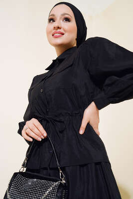 Çift Cepli İkili Etek Takım Siyah - Thumbnail