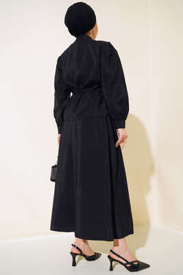 Çift Cepli İkili Etek Takım Siyah - Thumbnail