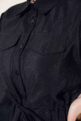 Çift Cepli İkili Etek Takım Siyah - Thumbnail