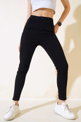 Dar Paça Kot Pantolon Siyah - Thumbnail