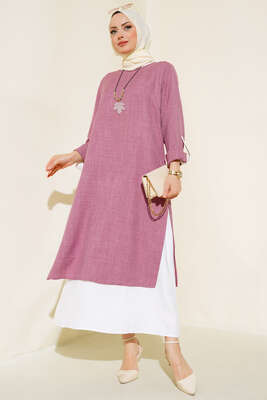 Pazarium - Elbise İkili Takım Magenta