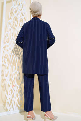 Kolları Boncuklu Zara Takım Lacivert - Thumbnail