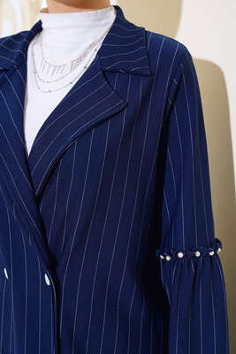 Kolları Boncuklu Zara Takım Lacivert - Thumbnail