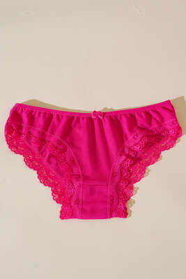 Kenarları Dantelli Külot Fuşya - Thumbnail