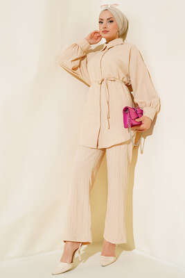 Pazarium - İpli Bürümcük Takım Bej