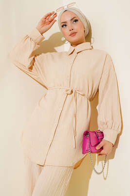 İpli Bürümcük Takım Bej - Thumbnail