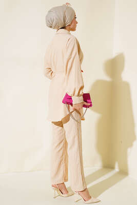 İpli Bürümcük Takım Bej - Thumbnail