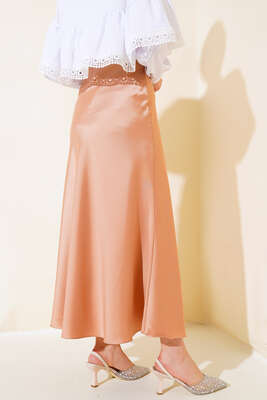 Kloş Saten Etek Camel - Thumbnail