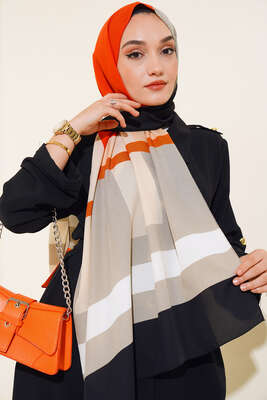 Pazarium - Kalın Çizgili Medine Şal Kiremit