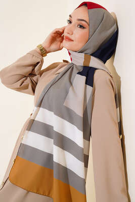 Pazarium - Kalın Çizgili Medine Şal Bordo