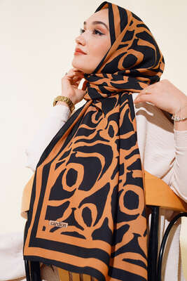 Dijital Medine Şal Siyah Camel - Thumbnail