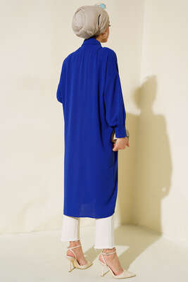 Cep Detaylı Uzun Tunik Saks - Thumbnail