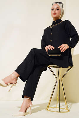 Pazarium - Basic Keten İkili Takım Siyah