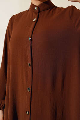 Hakim Yaka Metal Düğmeli Takım Kestane - Thumbnail