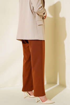 Beli Pileli Salaş Pantolon Taba - Thumbnail