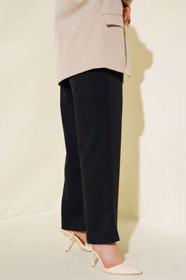 Beli Pileli Salaş Pantolon Siyah - Thumbnail