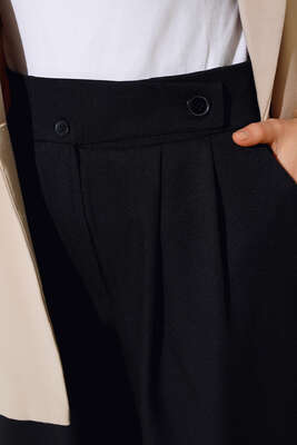 Beli Pileli Salaş Pantolon Siyah - Thumbnail