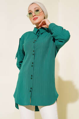 Kol Apoletli Gömlek Zümrüt - Thumbnail