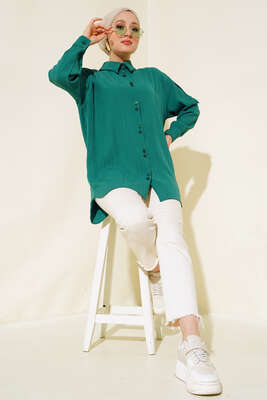 Kol Apoletli Gömlek Zümrüt - Thumbnail