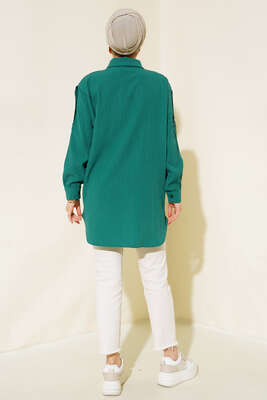 Kol Apoletli Gömlek Zümrüt - Thumbnail