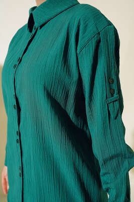 Kol Apoletli Gömlek Zümrüt - Thumbnail