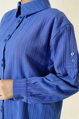 Kol Apoletli Gömlek Mavi - Thumbnail