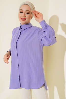 Kol Apoletli Gömlek Lila - Thumbnail