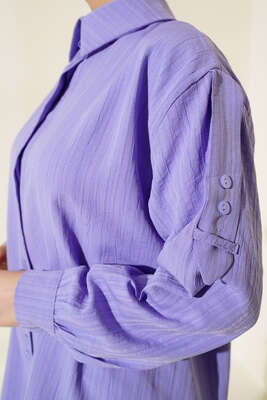 Kol Apoletli Gömlek Lila - Thumbnail