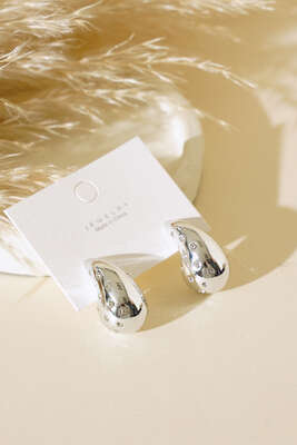 Taş Detaylı Damla Küpe Gümüş - Thumbnail