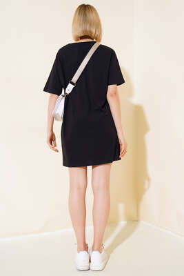 Uzun T-Shirt Siyah - Thumbnail