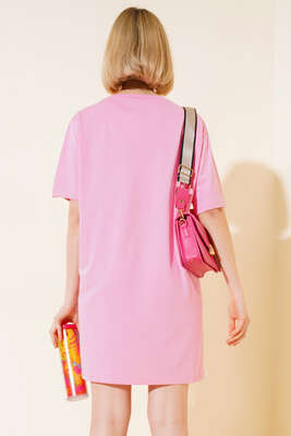 Uzun T-Shirt Pembe - Thumbnail