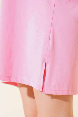 Uzun T-Shirt Pembe - Thumbnail