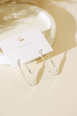 U Çengel Küpe Gümüş - Thumbnail