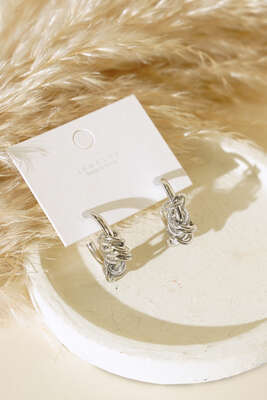 Halka Burgulu Küpe Gümüş - Thumbnail