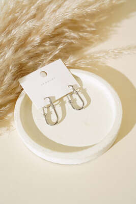 U Model Küpe Gümüş - Thumbnail