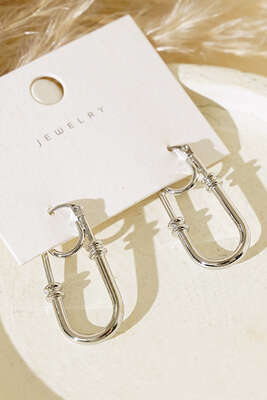 U Model Küpe Gümüş - Thumbnail