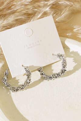 Burgulu Halka Küpe Gümüş - Thumbnail