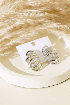 İnce Uzay Yolu Küpe Gümüş - Thumbnail