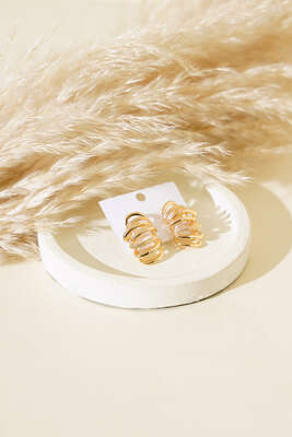 İnce Uzay Yolu Küpe Gold - Thumbnail