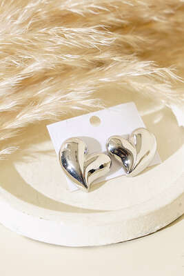 Bombeli Kalp Küpe Gümüş - Thumbnail