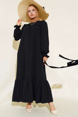 Kol Bileği Gipeli Kat Elbise Siyah - Thumbnail