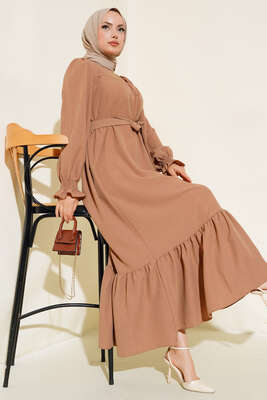 Kol Bileği Gipeli Kat Elbise Latte - Thumbnail
