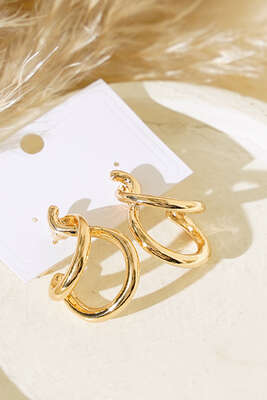 Kıvrımlı Küpe Gold - Thumbnail