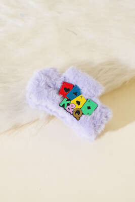 Pazarium - Kart Sembollü Peluş Mandal Toka Lila