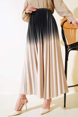 İki Renkli Pileli Etek Taş - Thumbnail