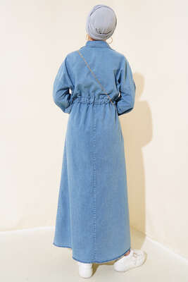 Fermuar Tünelli Kot Elbise Kot Mavisi - Thumbnail